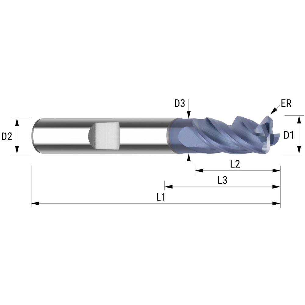 Hochleistungsfräser VHM mit Radius ø 16,0 mm/R2,5 ALTIN