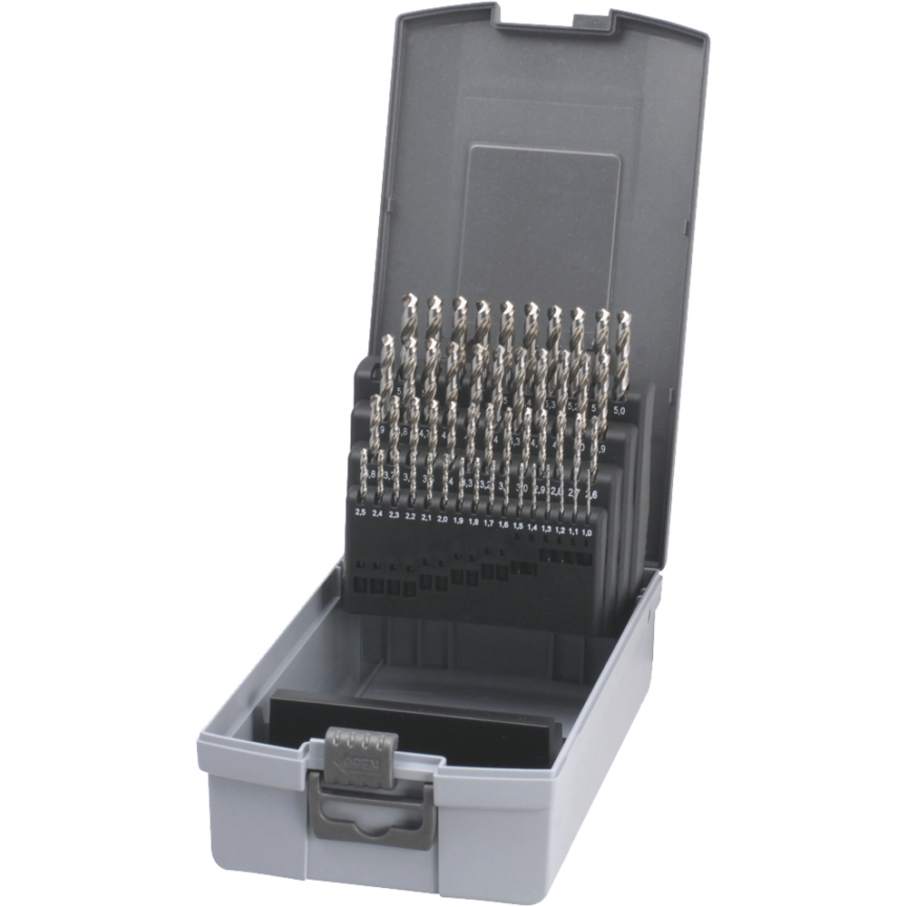 Spiralbohrer HSS-E 5xD DIN338NV 130° 1-5,9mm (50-tlg.) blank geschliffen