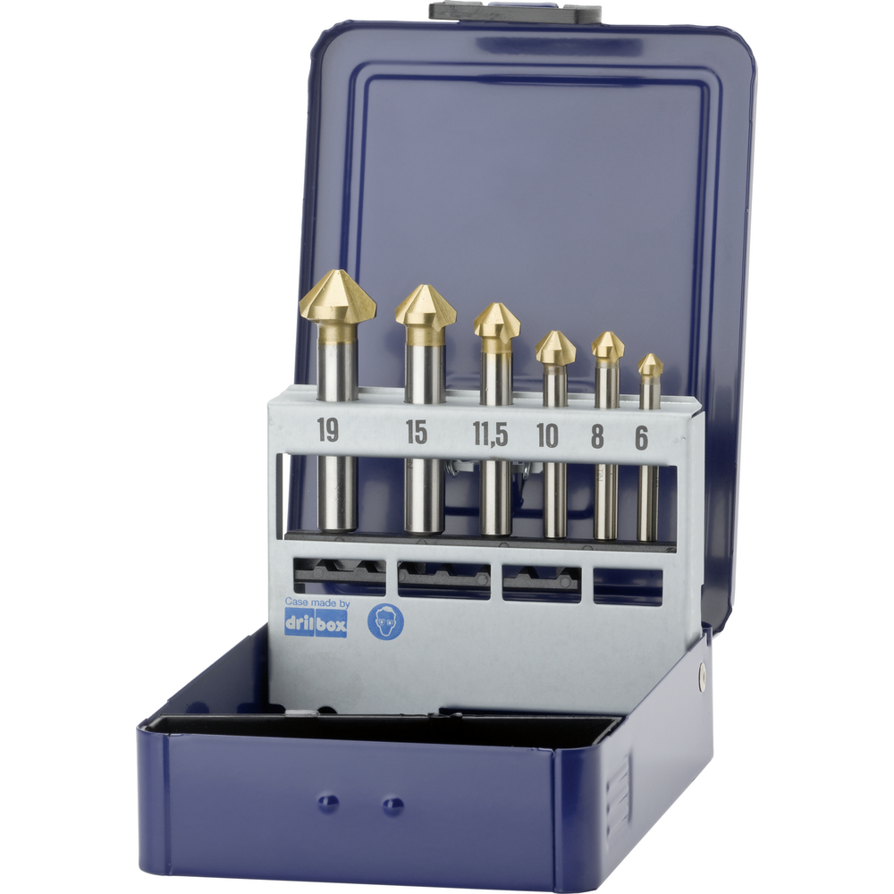 Kegel-und Entgratsenker HSS DIN335C 90° (6-tlg)6,3/8,3/10,4/12,4/16,5/20,5) TiN