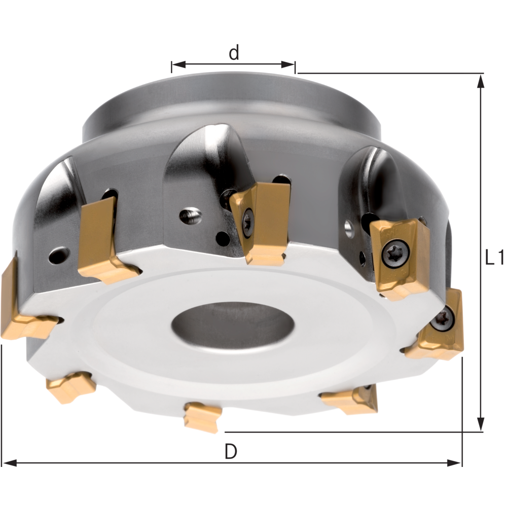 Eckfräser 4-10-POWER 63x22mm, D1=22mm für 9 x LN.X100605