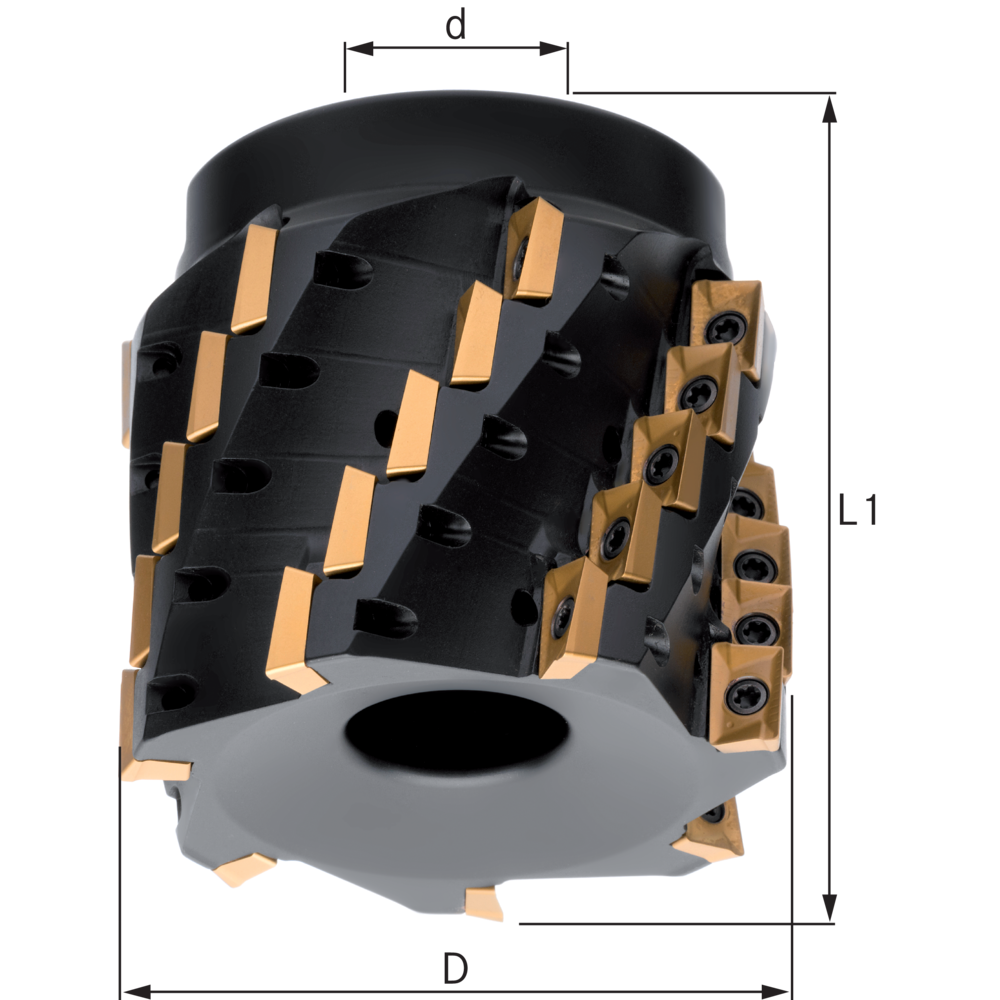 Schrupp-Wendelfräser 90° 40x16mm, für 12 Wendeplatten AP..1003