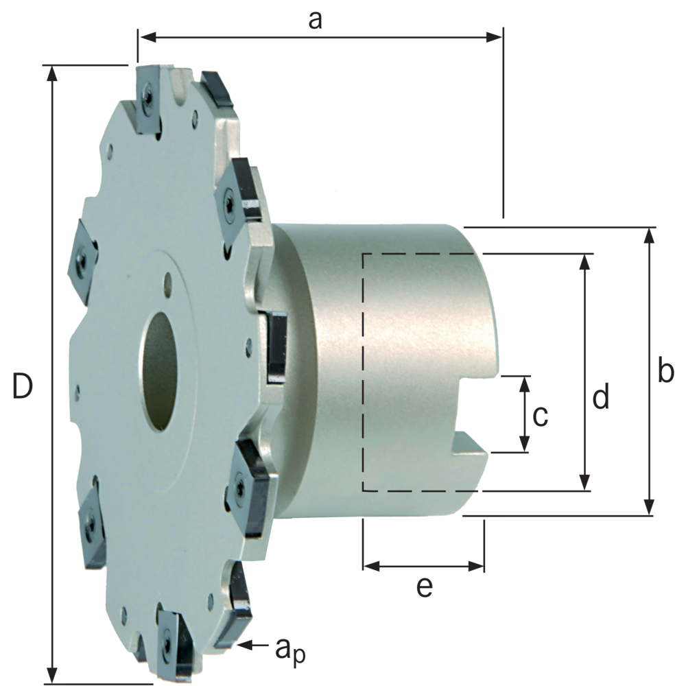 Scheibenfräser mit Bund 100x27mm, ap= 4mm, für 12 x SNHX1102T