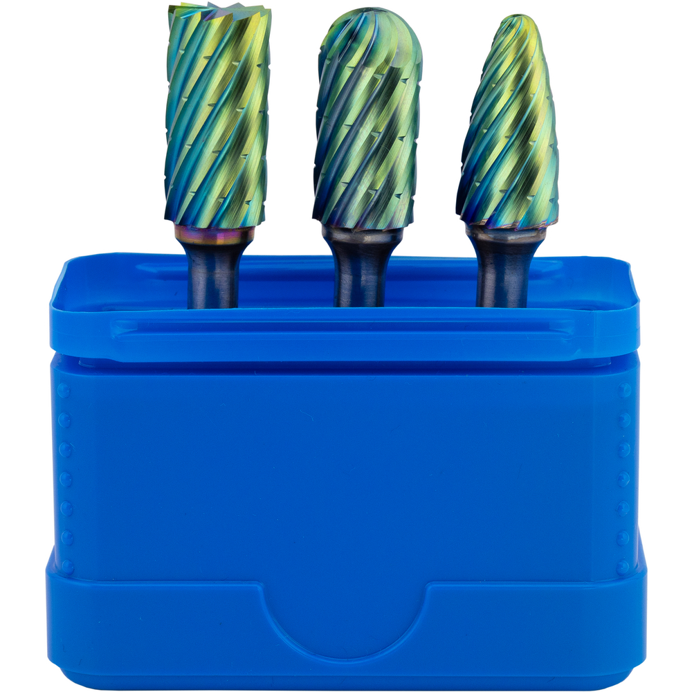 Hartmetall-Frässtiftsatz 3-teilig grün 12 mm