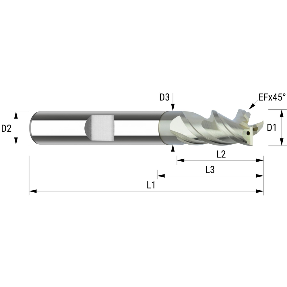 VHM-HPC-Fräser mit IK Y-Austritt ø 6,0 mm HB ZrN