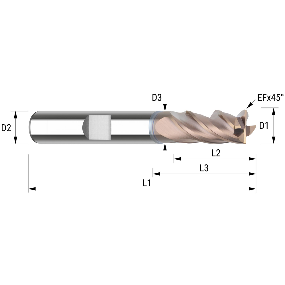 Schaftfräser VHM INOX ø 16,0 mm Duocon