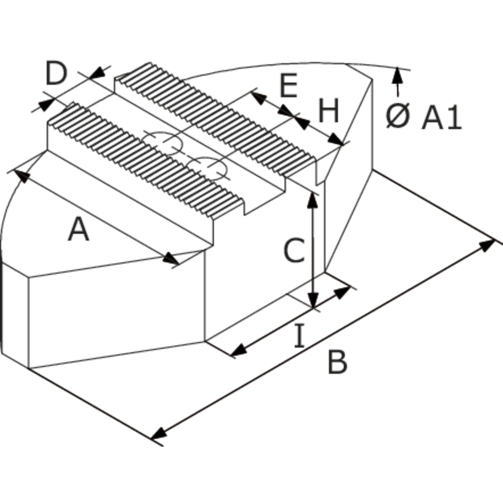 Segmentbacken 200mm Alu E= 25 N=14 M12 1,5x60, Satz a' 3 Stück