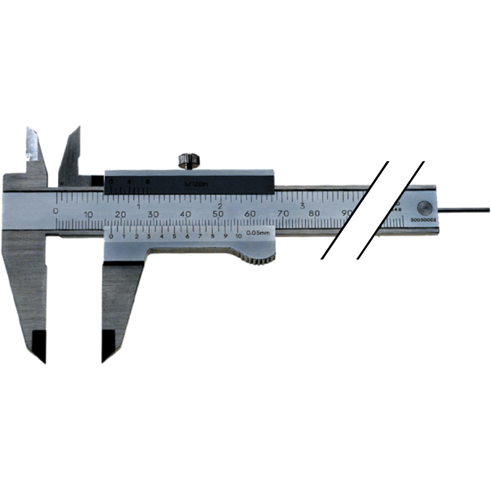 Messschieber 100mm (0,05mm) Feststellschraube oben, flaches Tiefenmaß