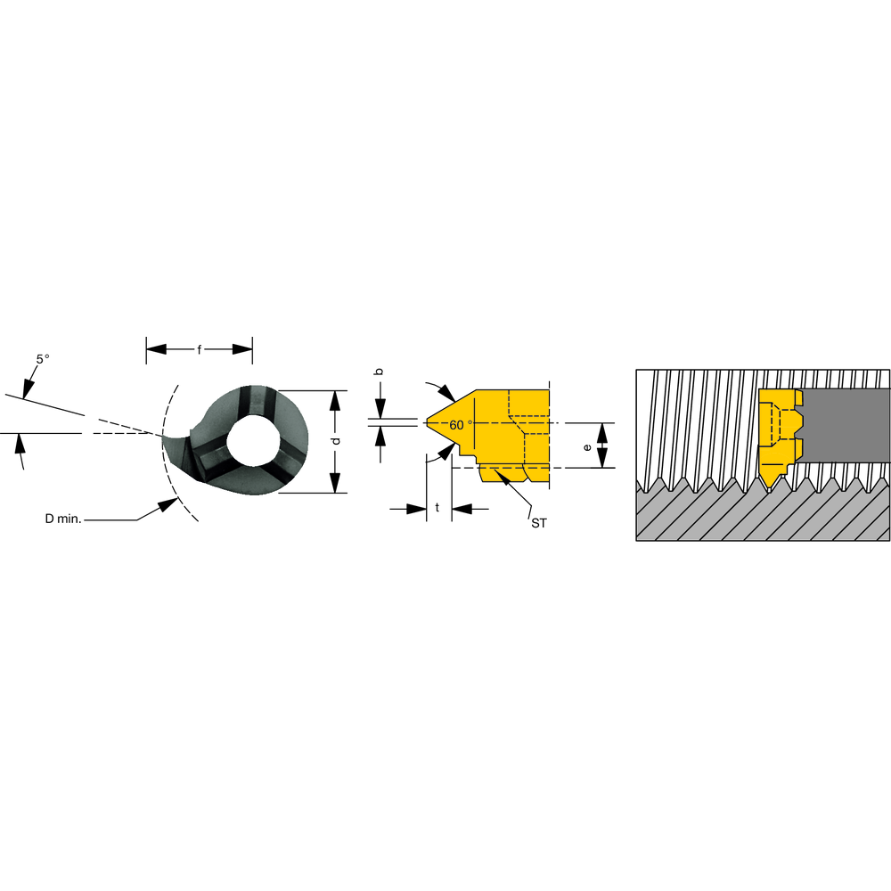 Schneideinsatz LS11.0813.19 HM Whitworth Vollpr. 19 Gang/Zoll / Dmin=11mm AL41F