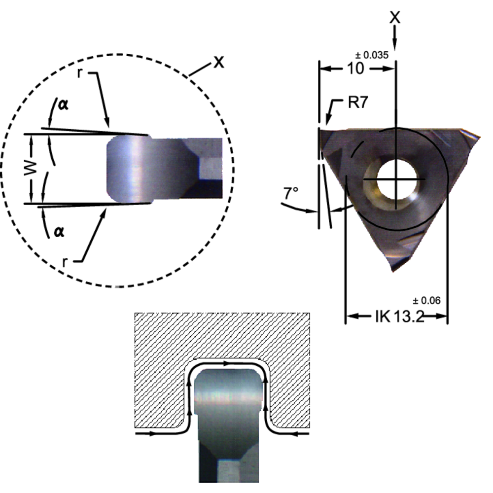 Schneideinsatz DED.0150.02-D AL41F Kopier- und Feindrehen 1,5mm r=0,2mm