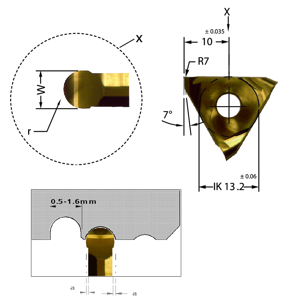 Schneideinsatz DED.0002.05-D AL41F Vollradius zum Nutenstechen 0,5mm r=0,25mm