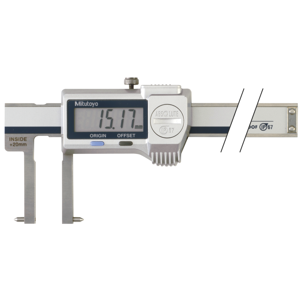 Sondermessschieber dig. 20-170mm (0,01mm) IP67, außen gewinkelte Spitzen