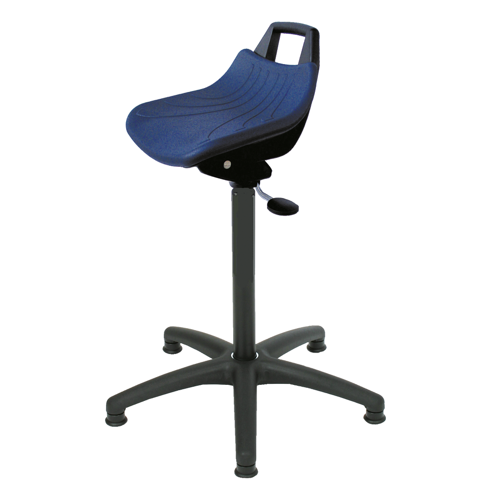 Stehhilfe, Sitzhöhe 500-700mm, mit Gleitern, PU blau