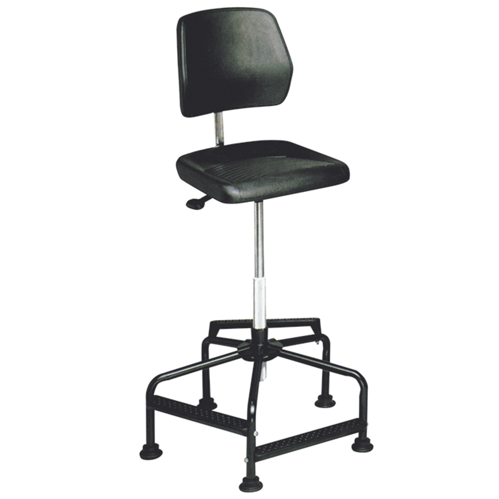 Arbeitsstuhl, Sitzhöhe 480-880mm, stabiles Stahlrohrfußkreuz, PU schwarz