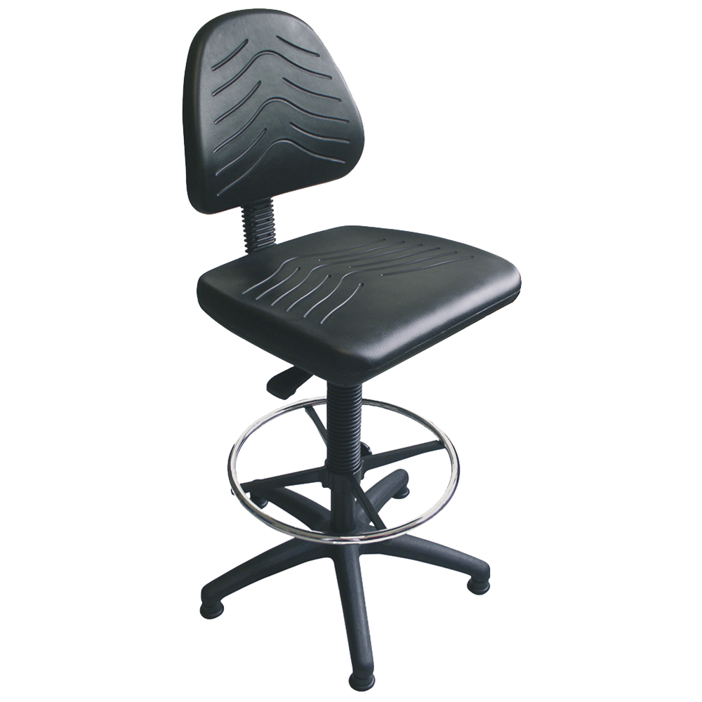 Arbeitsstuhl, Sitzhöhe 520-720mm, mit Rückenlehne + Gleitern, schwarz