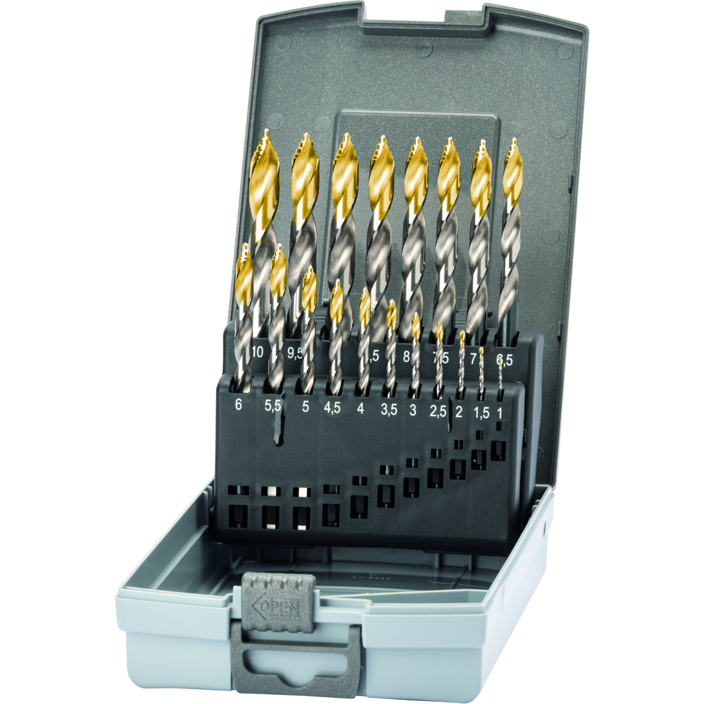 Spiralbohrer STEP DRILL Satz HSS TIN 1-10,0mm
