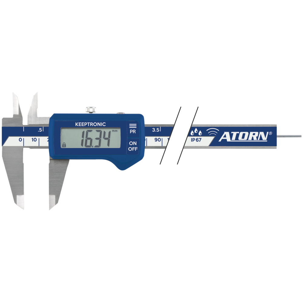 Messschieber dig. 150mm (0,01mm) IP67, KEEPTRONIC, Tiefenmaß 1,5mm, Funk