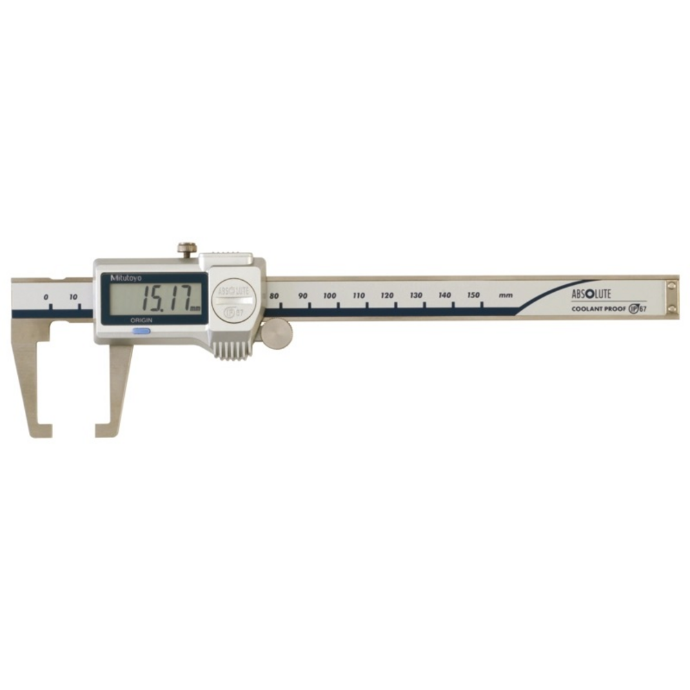 Sondermessschieber dig. 150mm (0,01mm) IP67, innen gewinkelte Schnäbel, Rolle