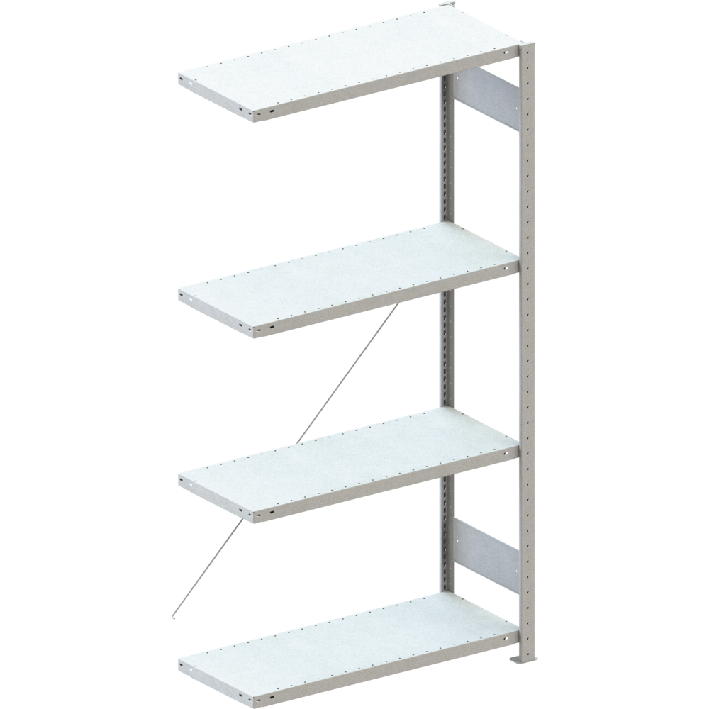 Steck-Anbauregal 2000x1000x400mm, 4 Böden verz. Fachlast 100kg