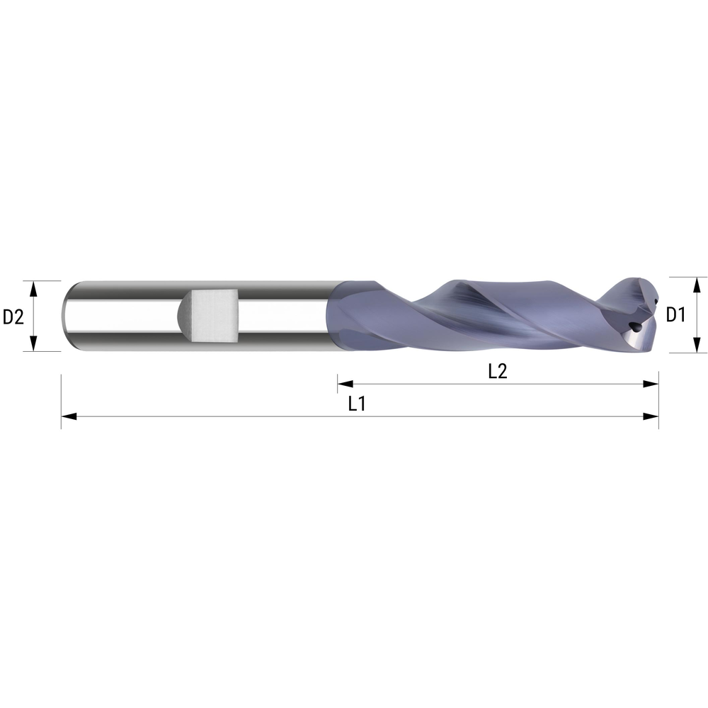 Spiralbohrer VHM 4xD ø19,3mm TIALN-beschichtet IK