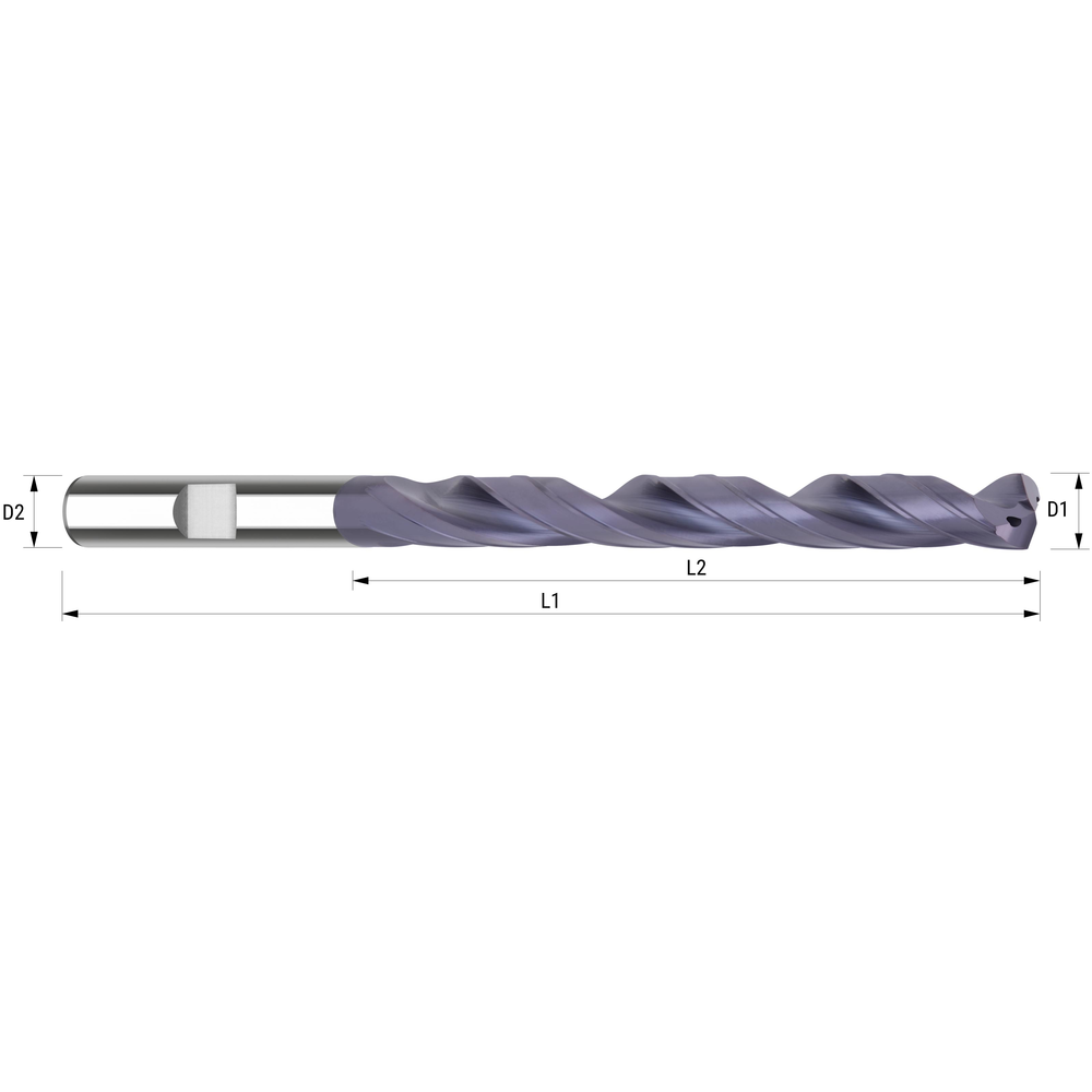 Spiralbohrer VHM DIN 6537 8xD ø8,7mm TIALN-beschichtet IK