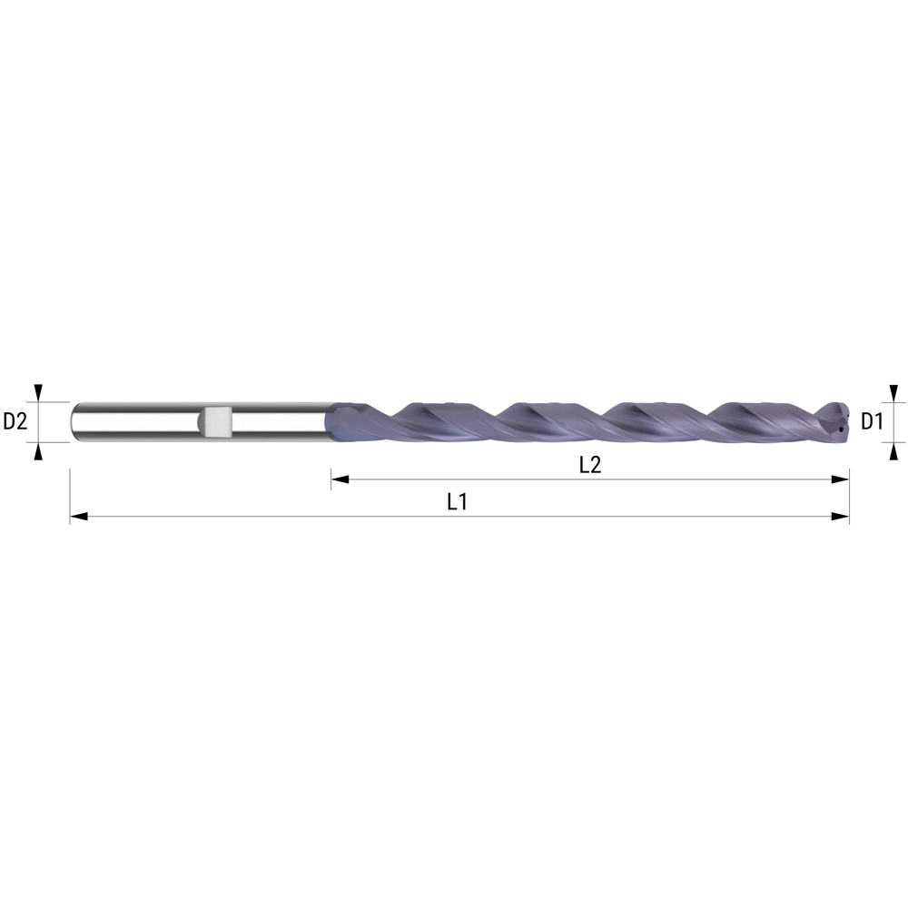 Spiralbohrer VHM 12xD mit IK ø 9,1 mm HATIALN-Beschichtet