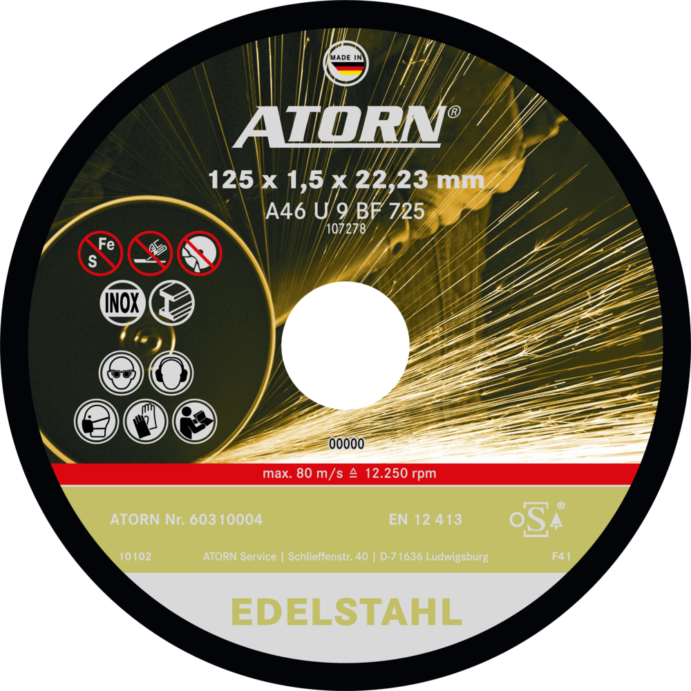 Trennscheibe 125x1,5x22,23mm gerade INOX