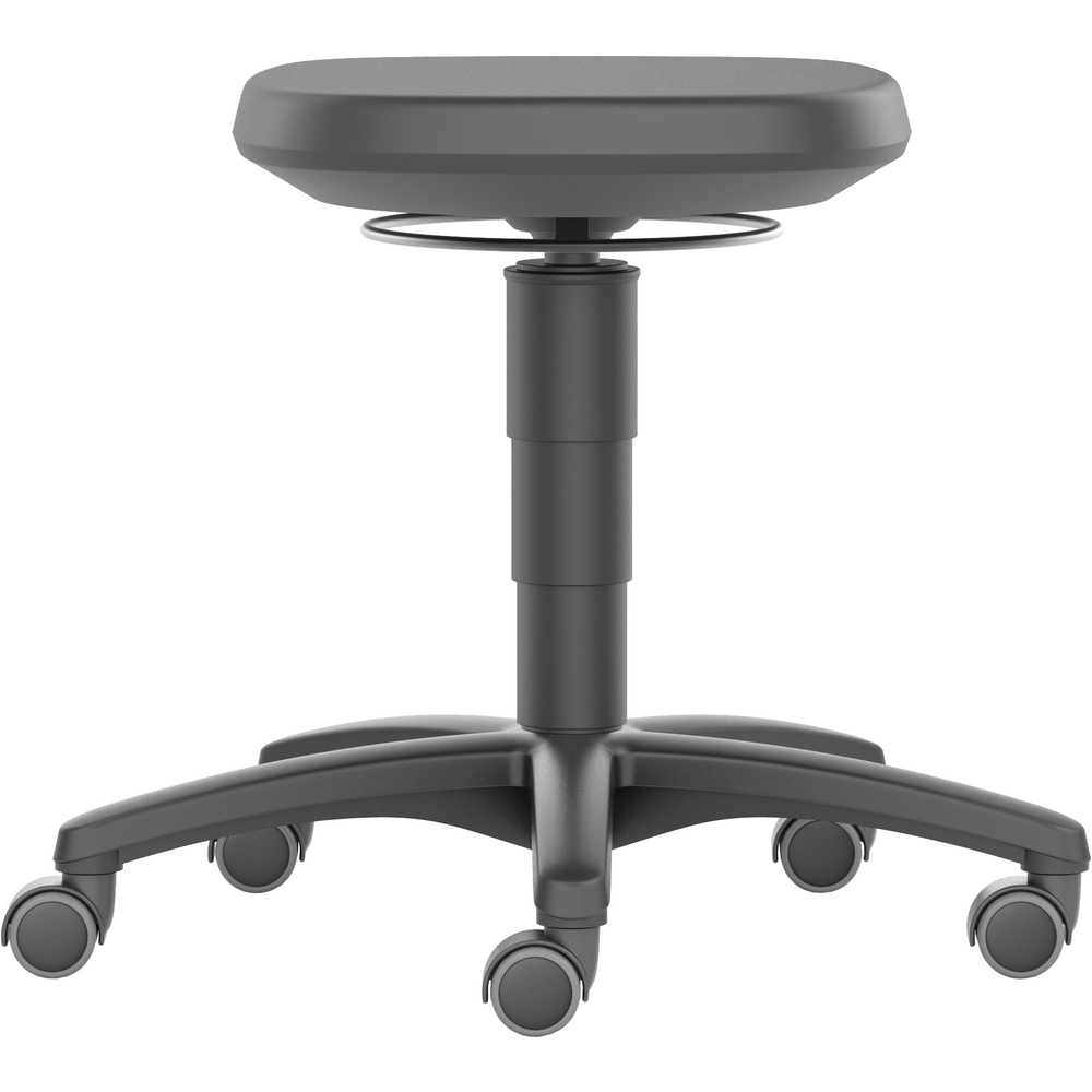 ATORN Arbeitshocker mit Rollen, Sitz aus PU-Schaum schwarz, Sitzhöhe 450-650 mm