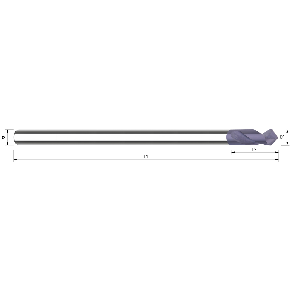 NC-Anbohrer VHM 90° 6mm TiAlN, Schaft HA, extra lang