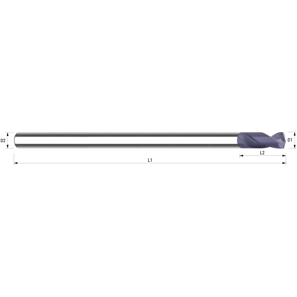 NC-Anbohrer VHM 142° 12mm TiAlN, Schaft HA, extra lang