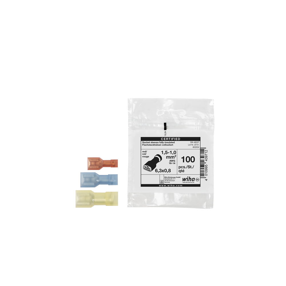 Flachsteckhülsen vollisoliert 0,5 - 1,0 / 6,3 x 0,8