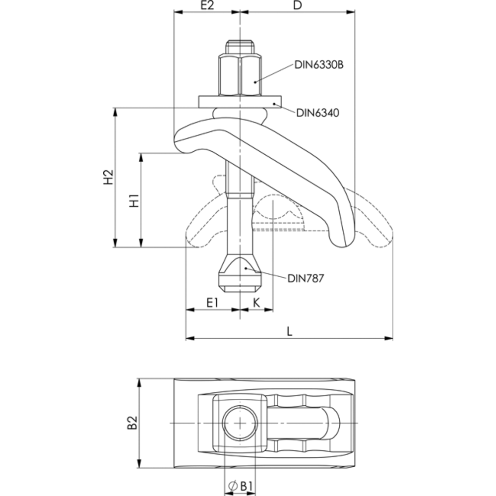 6313K-13 Spannpratze, kurz, mit U-Stück, B1=13, Nut=12 | SARTORIUS ...