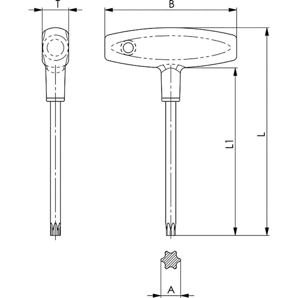 AERZETIX Schraubendreher-Bit Set – 5x T30 Torx, Vierkant 1/4 Zoll, Profiqualität