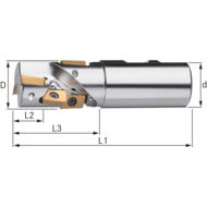 Schrupp-Wendelschaftfräser 25x105mm, Schaft-25mm, für 2 Wendeplatten AP..1604