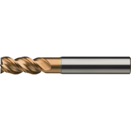 Alu-Schaftfräser VHM 3mm L2=16mm Z=3 kurz, HA, Kantenschutz-Fase, ZrCN Ultra-N