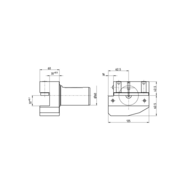 Vierkant-Queraufnahme, links, kurz, Form B2DIN 69880-B2-60x32x60