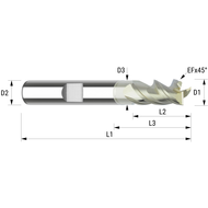 VHM-HPC-Fräser ø 3,0 mmEF=0,1 mm, HA-Schaft ZrN-Beschichtet