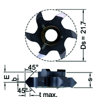 Schneideinsatz Z622.454.63 Vor- und Rückwärtsfasen b=0,2/tmax=1,9mm Z=6 HC8620