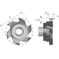 Schneidplatte SG200 F R10 Vollradius zum Stechfräsen W=2,0 (Größe 20mm) AMT8