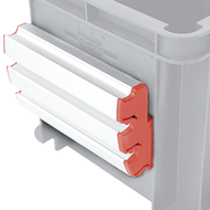 Einhänge-Profil Winkelstellungen: 0/12,5/25° für Lagerboxen