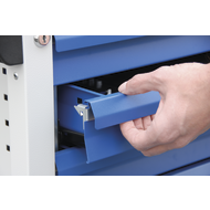 Werkzeugwagen 6 Schubladen RAL7035/5010 inkl. 8 Werkzeug-Einlagen