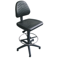 Arbeitsstuhl, Sitzhöhe 520-720mm, mit Rückenlehne + Gleitern, schwarz