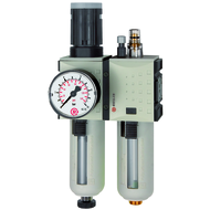 Wartungseinheit 2-tlg. »FUTURA«, PC-Behälter, Schutzkorb und Manometer, G 1/4'