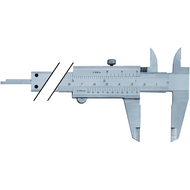 Taschenmessschieber 150 mm für Linkshänder mit Feststellschraube im Etui