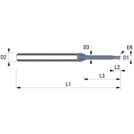 VHM-Minischaftfräser m. Eckenradius ø 0,6 mm