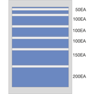 Schubladenschrank 555x736x819mm, VA100kg, 6 Schubladen, RAL7035/5012