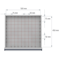 Seitenfachschiene 75mm für Schubladen BxT 500x450mm