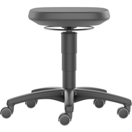 ATORN Arbeitshocker mit Rollen, Sitz aus PU-Schaum schwarz, Sitzhöhe 450-650 mm