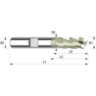 VHM-Alucutter D1= ø 12,0 mmlang, rechtsdrall ca. 45°,