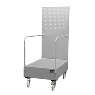 Fahrbare Auffangwanne mit Lochplattenwand LPW 200-3, lackiert, RAL 7005 Mausgrau