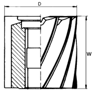 Walzenstirnfräser HSS-E DIN841NF, 50x50x22mm Z=6